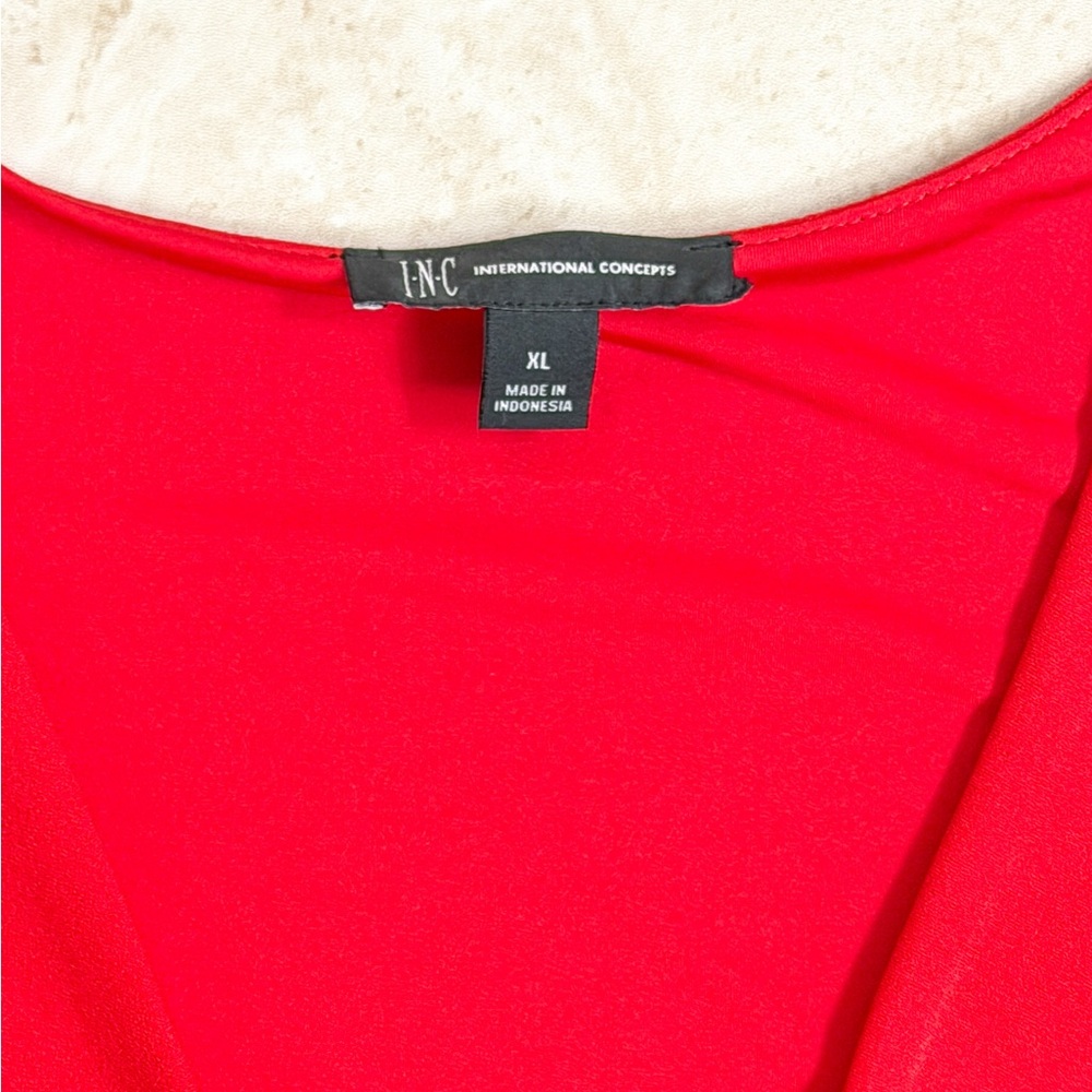 INC International Concepts Red Long Sleeve Tie Front Sheath Dress XL - Picture 4 of 8